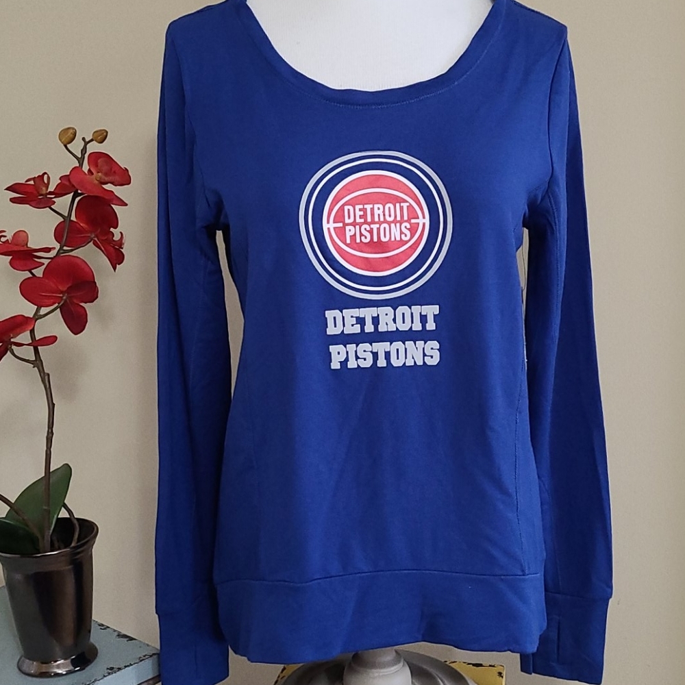 NEW Detroit Pistons Jersey Top Women Open Back Alyssa Milano Touch Active NBA Md